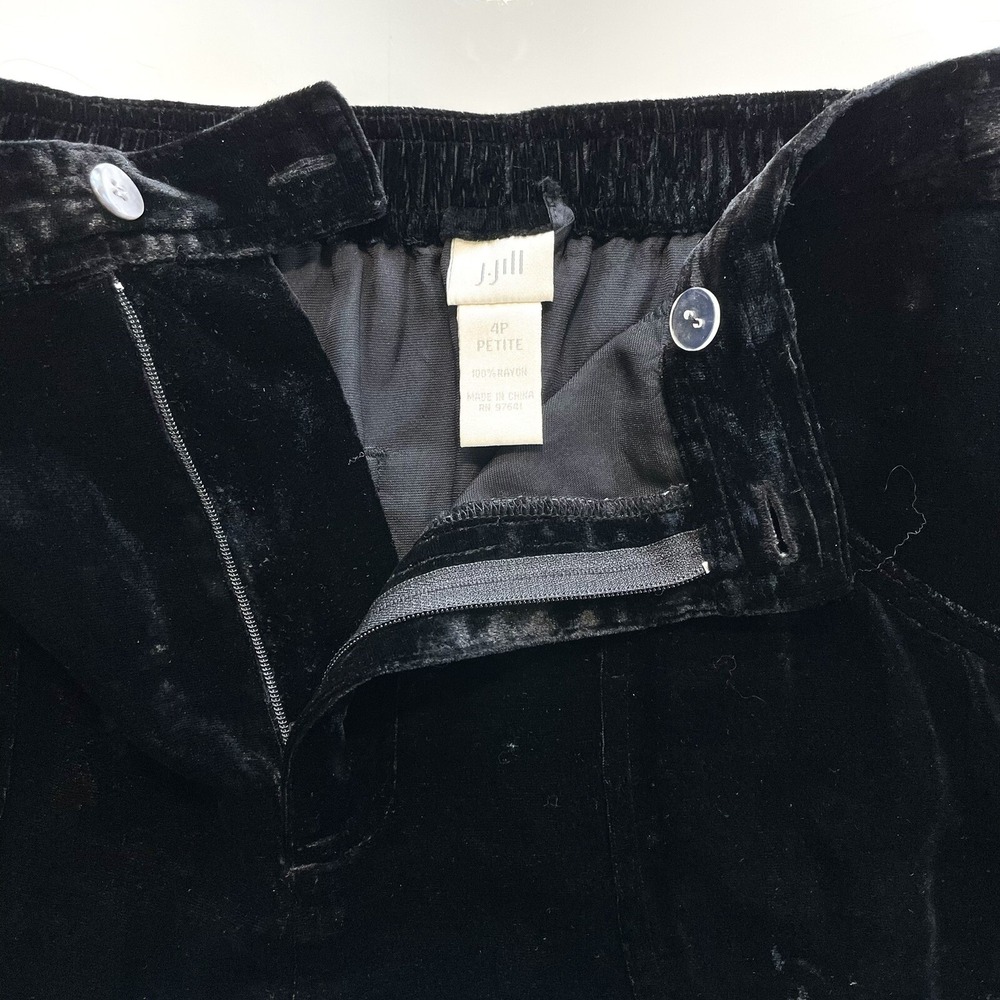 J. Jill Black Crushed Velvet Maxi Skirt Petite 4P Elastic Waist Pockets - Picture 6 of 7
